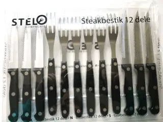 Rustfrit stål Steakbestik sæt, 12 dele