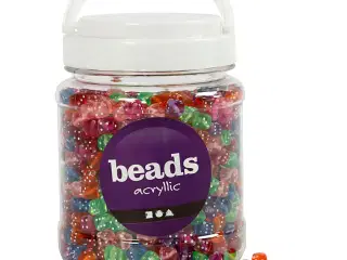 Terningeperler, str. 7x7 mm, hulstr. 1,5 mm, ass. farver, 510 g, 700ml/ 1 ds.