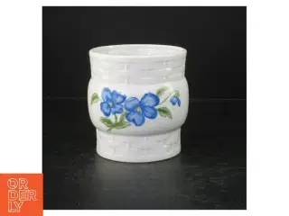 Porcelænskrukke med blomstermotiv (str. Ø. 11 cm. længde, 12 cm)