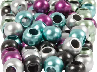 Kongoperler, diam. 10 mm, hulstr. 4 mm, metallicfarver, 60 g, 125ml/ 1 pk.