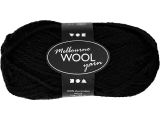 Melbourne Uldgarn, 100% uld, 50g, sort, 92m