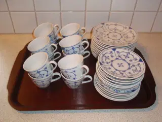 Musselmalet kaffestel (Fattigmands)