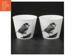 Dekorative stearinlys med fuglemotiv (str. Ø. 7 cm)