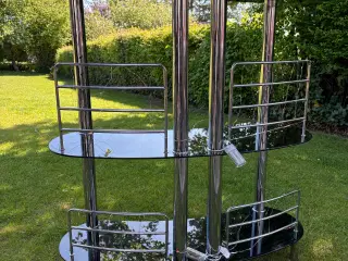 Bardisk af glas og krom 