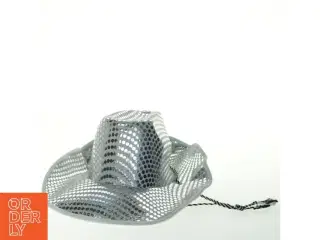 Sølvfarvet glitter cowboyhat (str. 25 cm)