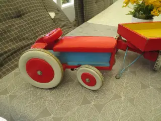 1 sæt Retro Model trælegetøj Traktor og vogn