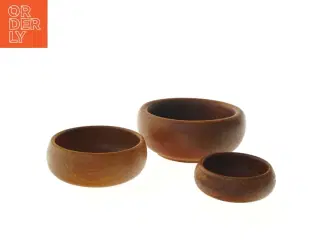 3 vintage / retro skåle i teak træ (str. Ø 25x10&19x7&15x5 cm)