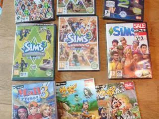 Sims PC spil 6 stk + 2 Hugo spil mm