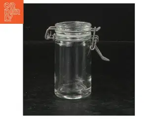 Glasbeholder med lås (str. Ø. 4,5 cm. længde, 8,5 cm)