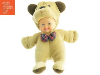 Baby dukke med hundekostume (str. 24 x 13 cm)