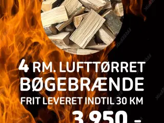 EFTERÅRSTILBUD - 4m lufttørret bøgebrænde  