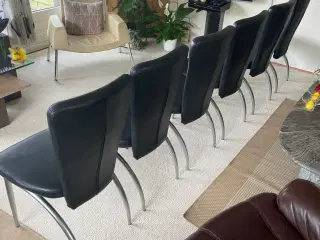 Velholdte Spisebordsstole med Ægte Læderbetræk