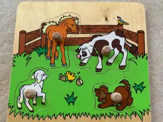 Kids-wood puslespil med bondegårds dyr