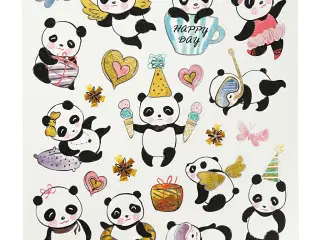 Stickers, pandaer, ark 15x16,5 cm, 1 ark