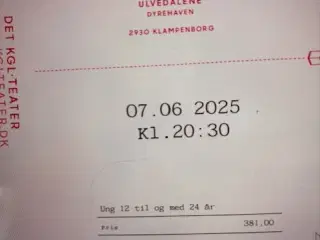 6 billetter Snedronningen i Dyrehaven lørdag 7/6