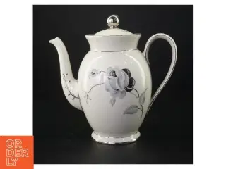 Kande med blomstermotiv og låg fra Københavns Porcellains Maleri (str. 21 x 13 cm)
