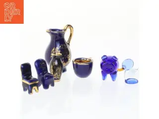Miniature keramiske og glasfigurer (str. 5 cm)