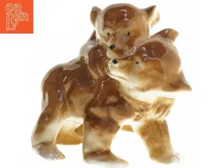 Porcelænsfigur af to legende brune bjørne (str. 19 x 13 x 13 cm)