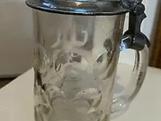 ølkrus, glas / tin