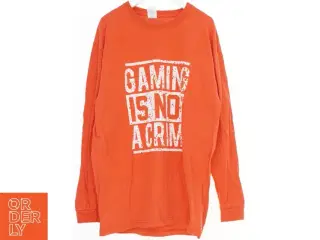 Langærmet orange t-shirt med tryk fra Fruit of the loom (str. 152)