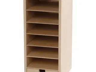 Praktisk kartonreol til kontoropbevaring, 6 hylder