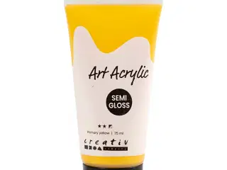 Art Akrylmaling Primær Gul, 75ml - Halvblank Finish