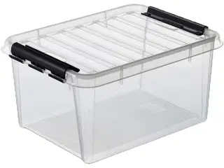 Transparant opbevaringskasse med låg, 32 l