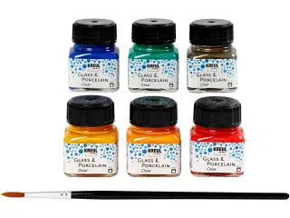 Glas- og Porcelænsmaling, 6 farver, 20 ml pr. tube