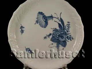 Blå Blomst Svejfet Kagefad Rundt 29 cm.