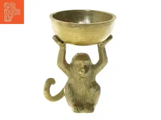 Dekorativ abe skulptur med skål (str. 14 cm)