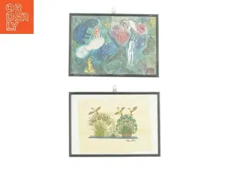 2 billeder i et trærammer (str. LB: 30 x 21,5 cm)