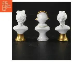 Buste porcelænsfigurer med guldbasis (str. 9,5 cm)