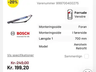  Yt 70 cm. Bosch Aerotwin viskerblad