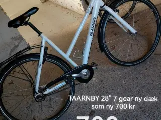 TAARNBY 28" 7 GEAR ny dæk  stille, komfortabel og 
