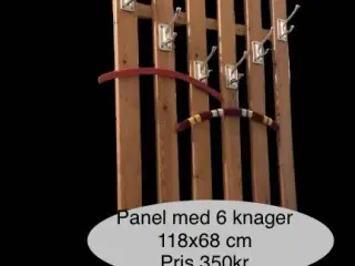 Retro vægpanel med metal knager