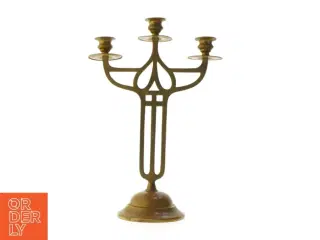Messing lysestage med tre arme (str. 40 cm)