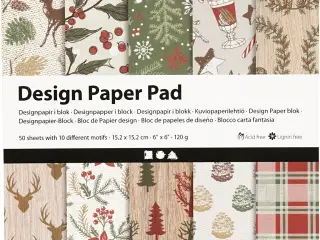 Designpapir i blok, ark 15,2x15,2 cm, 120 g, brun, rød, 50ark/ 1 pk.