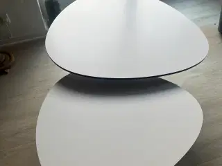 Ovale Sofabord i hvid melamin med sort kant