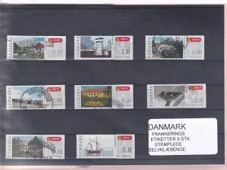 Danmark - Frankeringsetiketter - 8 Stk. Stemplede - Selvklæbende