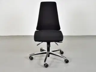 Duba b8 kontorstol med høj ryg, sort polster og blankt stel