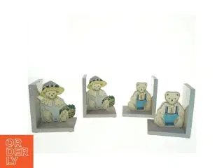 Træbogstøtter med bjørnemotiver (str. 15,5 x 13 cm)