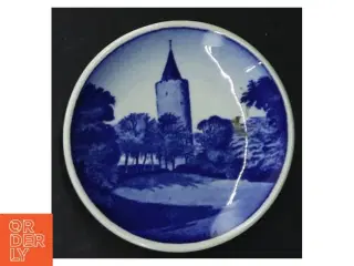 Blå dekorative vægplatter fra Royal Copenhagen (str. Ø 8 cm. 6 styk)