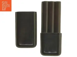 Sort læder cigar etui (str. 21x8 cm)