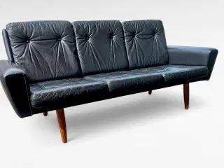 Elegant 3-personers lædersofa fra 1960'erne