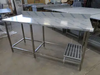 Rustfri stålbord m. bagkant 180x70xH90cm
