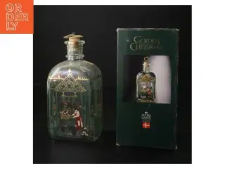 Glasflaske med julemotiv fra Holmegaard (str. 18x7x9 cm)