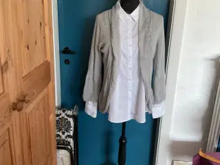 FREE QUENT ny grå Cardigan med silke kant st. 38