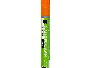 Glitter Tusch til Glas og Porcelæn - Orange, 2-4 mm