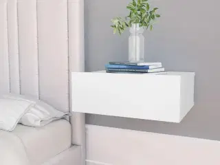 Væghængt natbord 40x30x15 cm konstrueret træ hvid