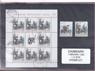Danmark - Miniark 1384  + enkeltmærker - Stemplet